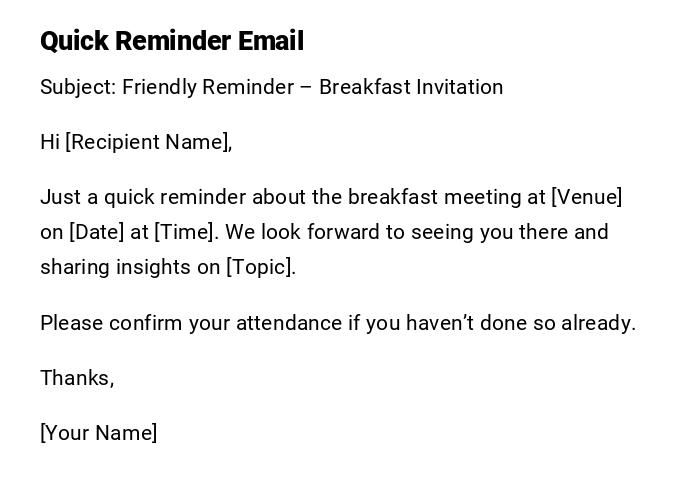 Quick Reminder Email