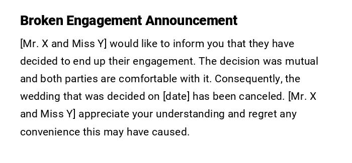 Broken Engagement Announcement