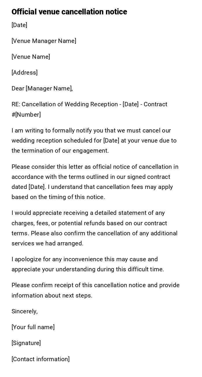 Official venue cancellation notice
