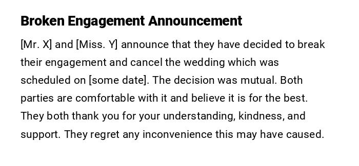 Broken Engagement Announcement