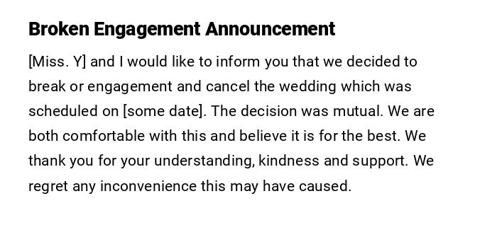 Broken Engagement Announcement