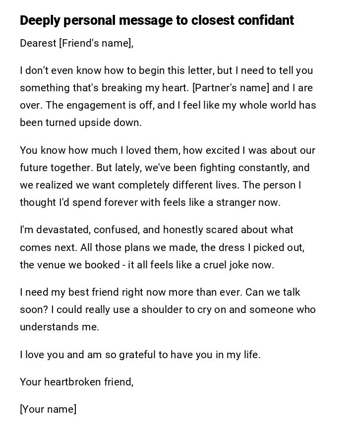 Deeply personal message to closest confidant