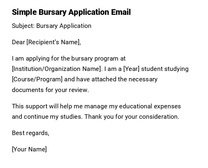 Simple Bursary Application Email
