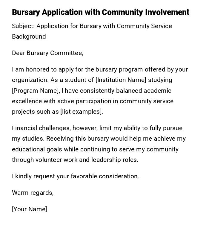 Bursary Application with Community Involvement