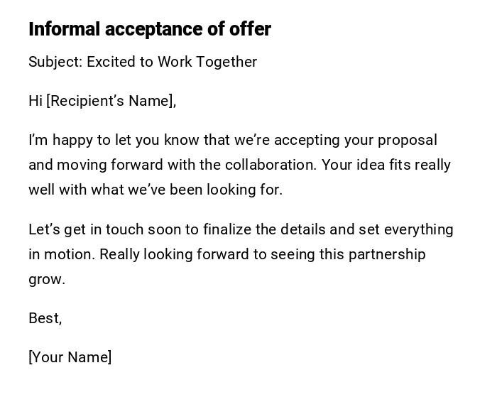 Informal acceptance of offer