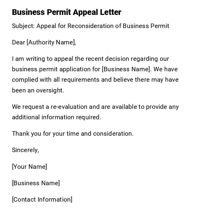 Business Permit Appeal Letter