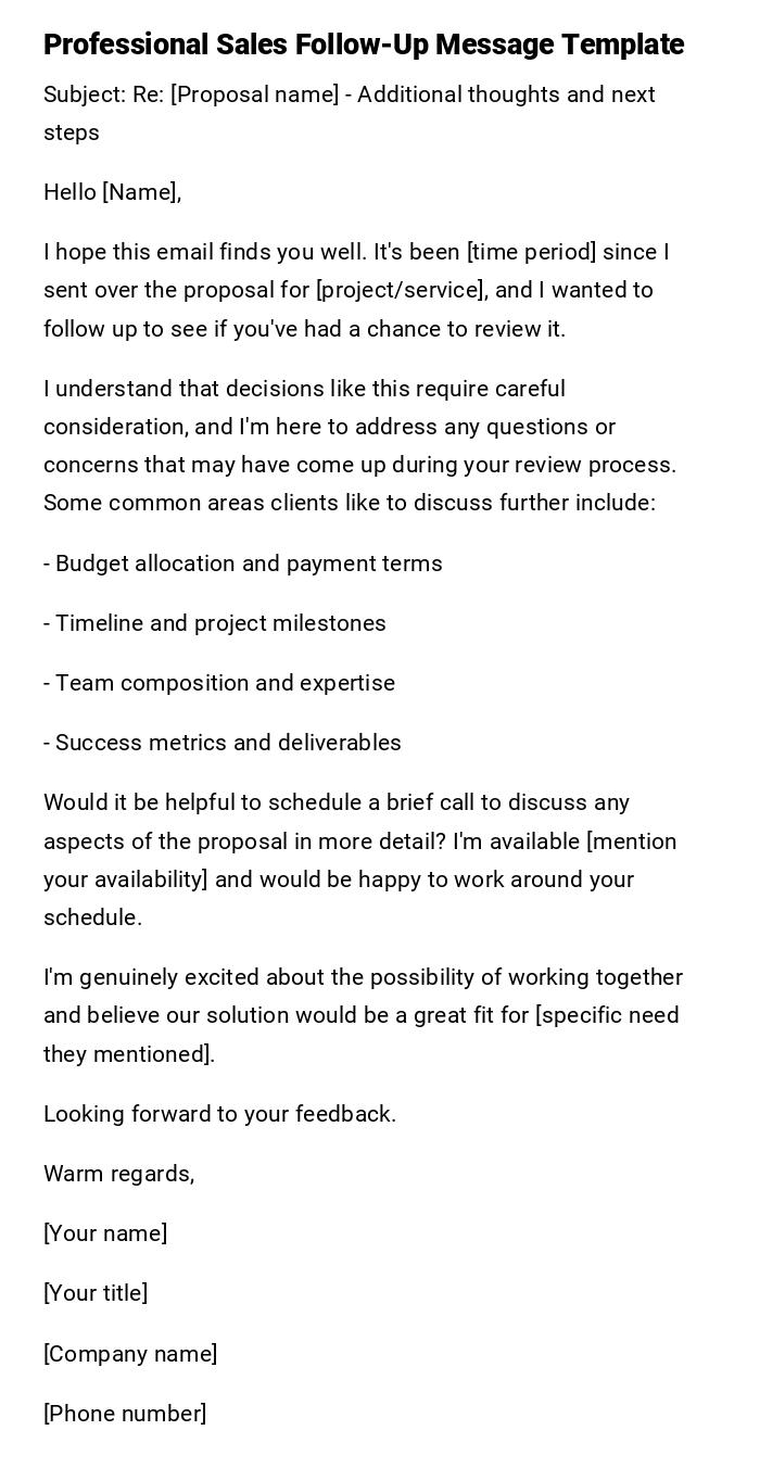 Professional Sales Follow-Up Message Template