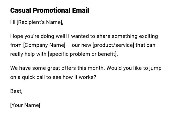 Casual Promotional Email
