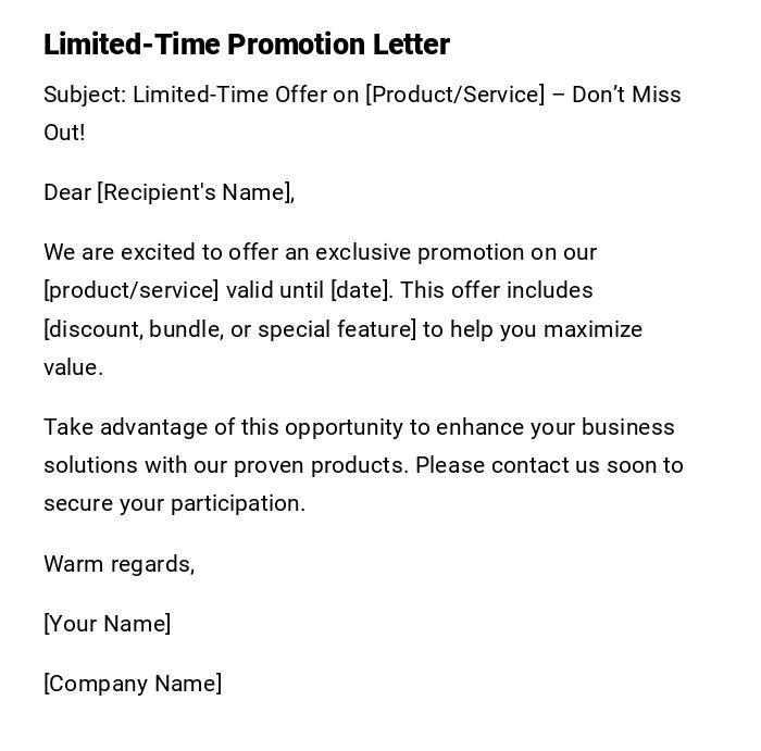 Limited-Time Promotion Letter