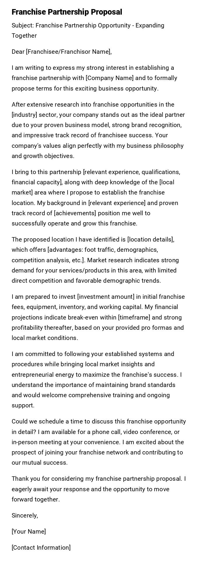 Franchise Partnership Proposal