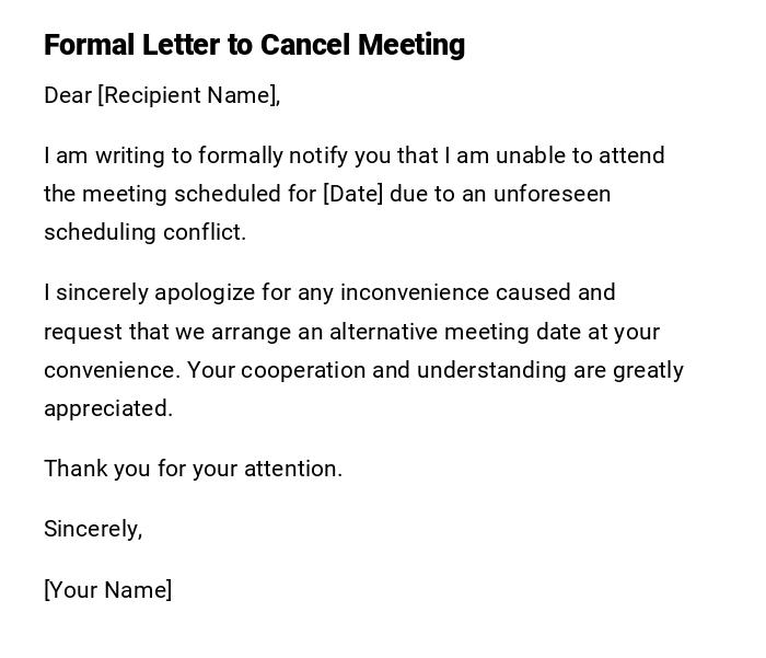 Formal Letter to Cancel Meeting