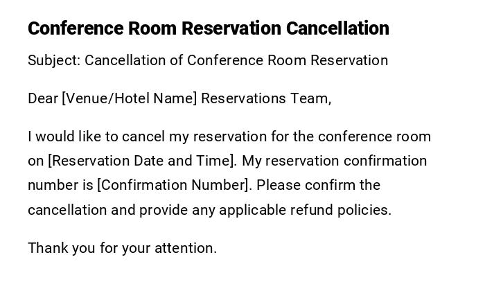 Conference Room Reservation Cancellation Conference Room Reservation Cancellation