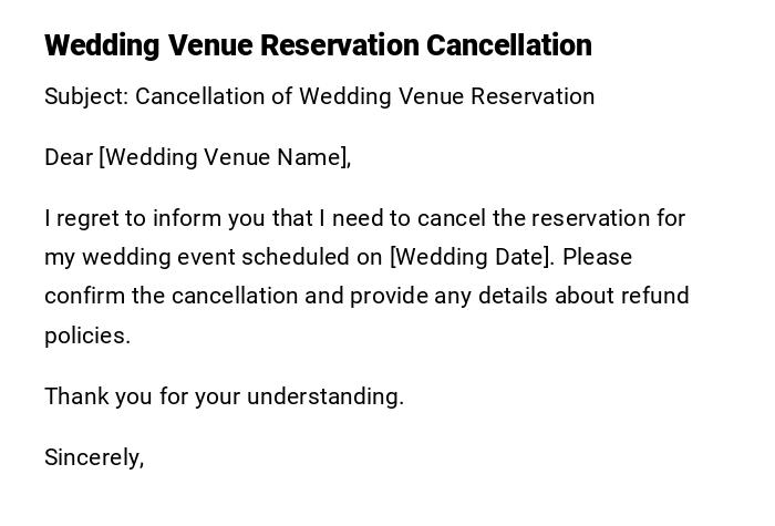 Wedding Venue Reservation Cancellation Wedding Venue Reservation Cancellation