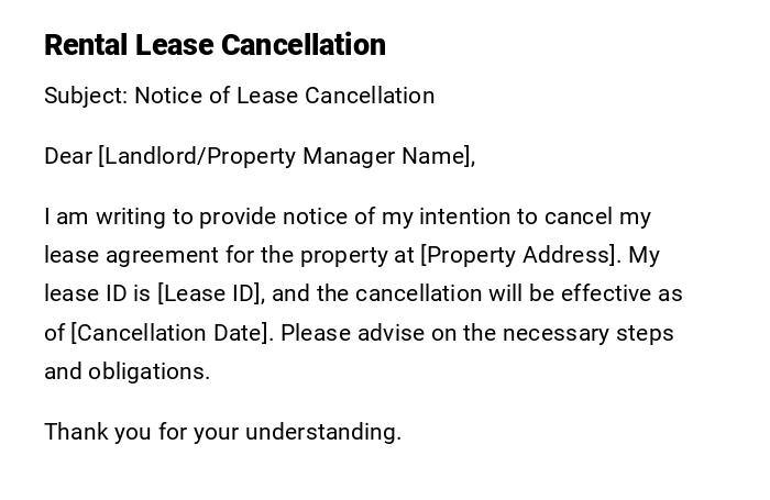 Rental Lease Cancellation Rental Lease Cancellation