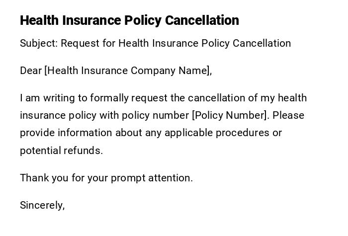 Health Insurance Policy Cancellation Health Insurance Policy Cancellation