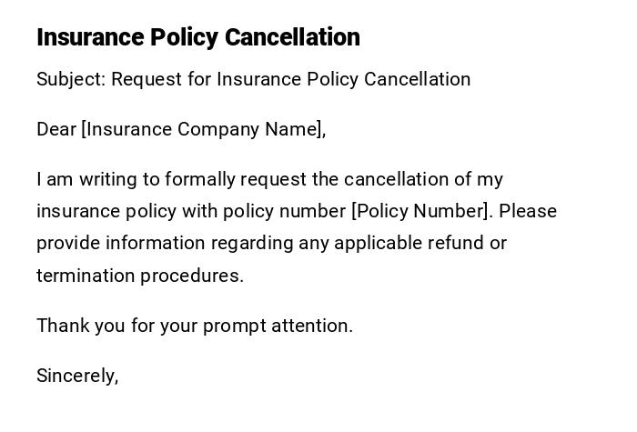 Insurance Policy Cancellation Insurance Policy Cancellation