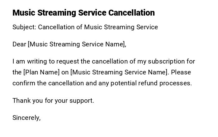 Music Streaming Service Cancellation Music Streaming Service Cancellation