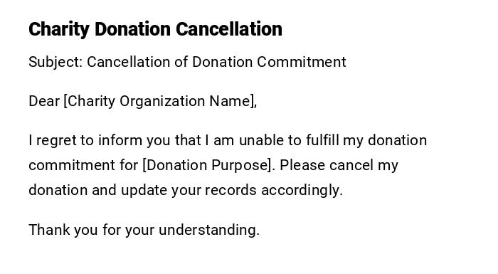 Charity Donation Cancellation Charity Donation Cancellation
