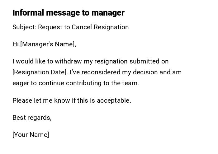 Informal message to manager