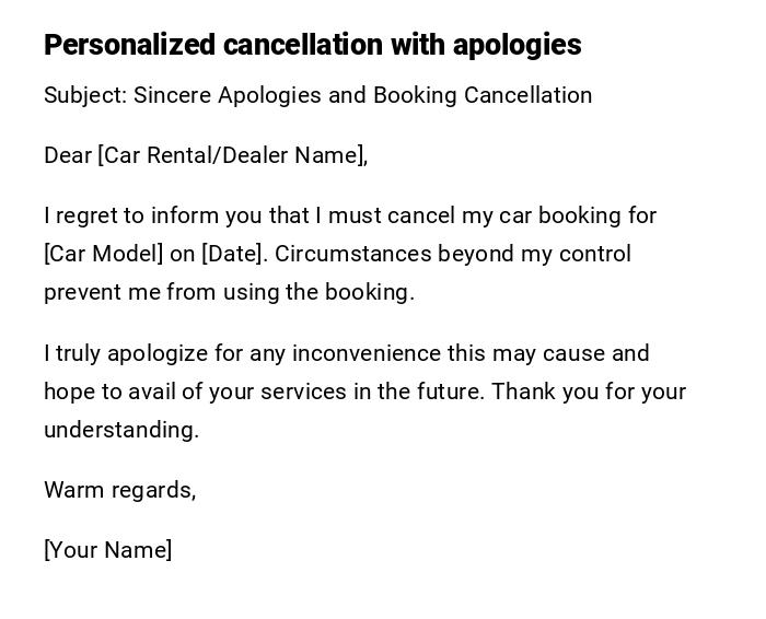 Personalized cancellation with apologies Personalized cancellation with apologies