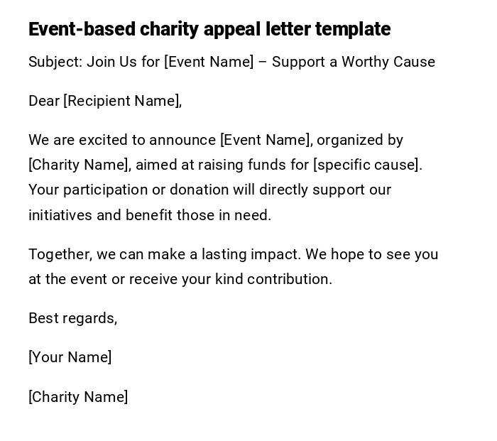 Event-based charity appeal letter template