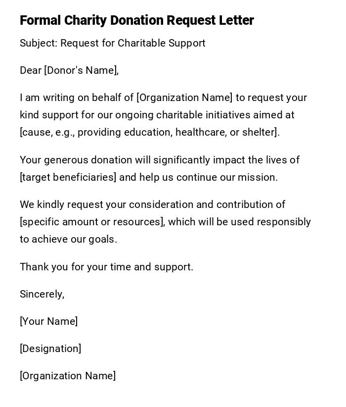 Formal Charity Donation Request Letter