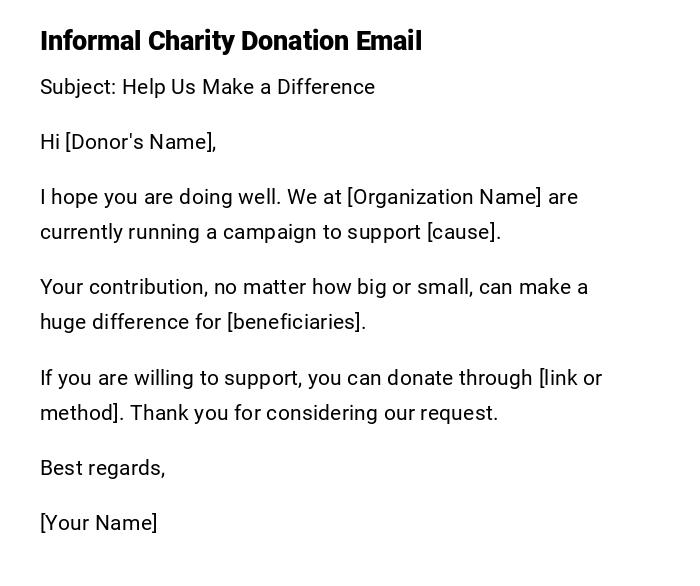 Informal Charity Donation Email