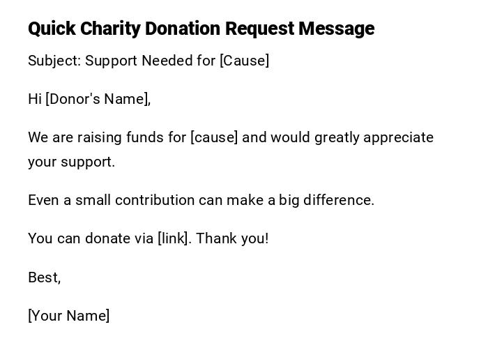 Quick Charity Donation Request Message
