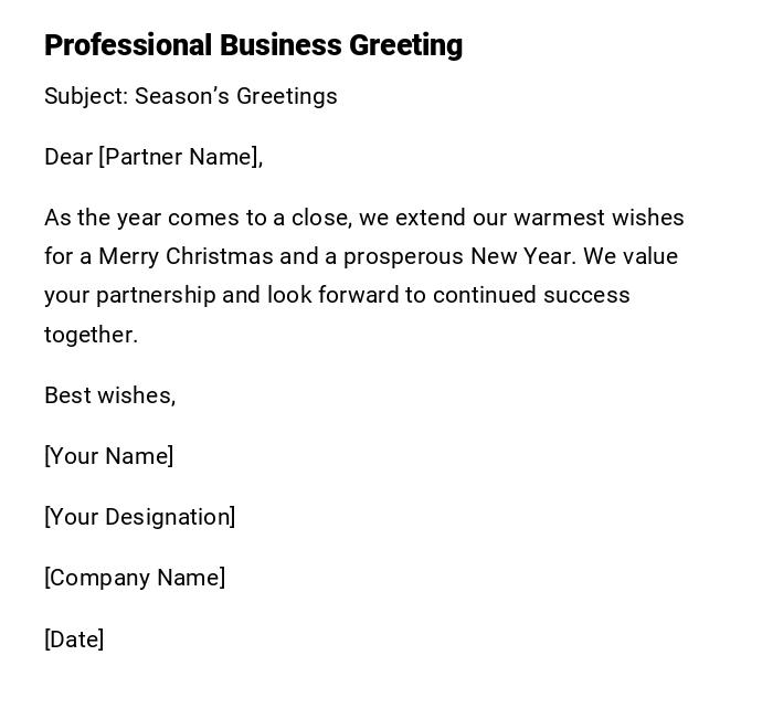 Professional Business Greeting