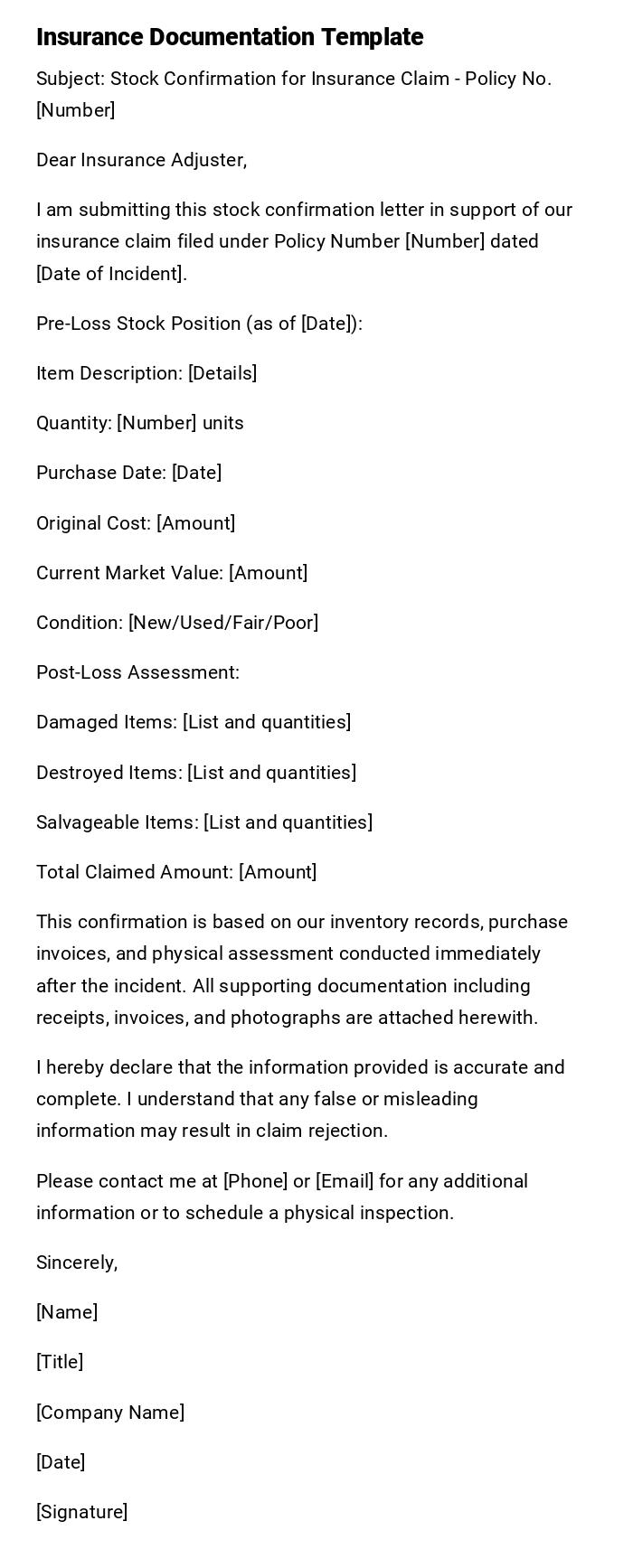 Insurance Documentation Template