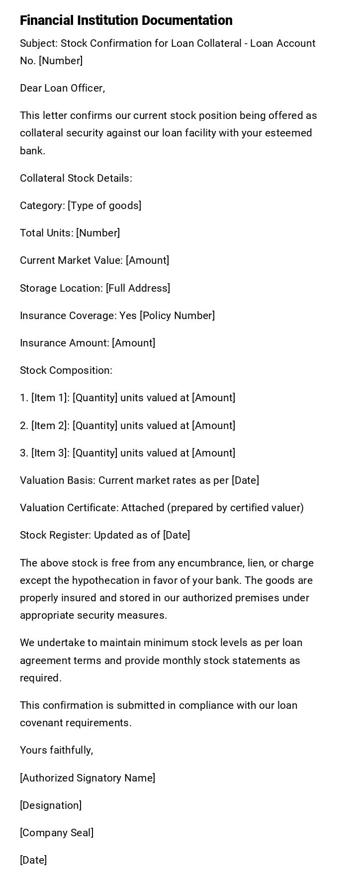 Financial Institution Documentation
