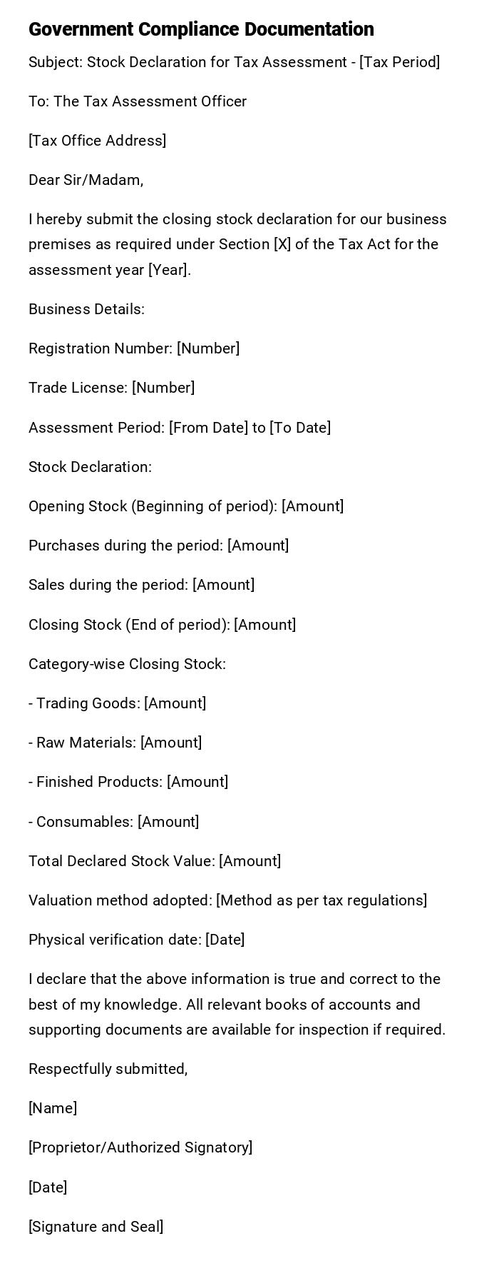 Government Compliance Documentation