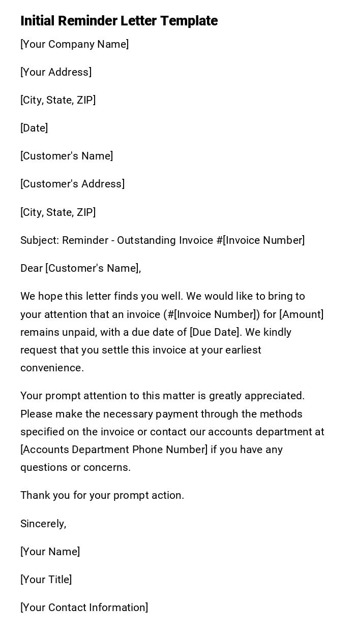 Initial Reminder Letter Template