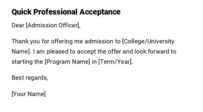 Quick Professional Acceptance Quick Professional Acceptance
