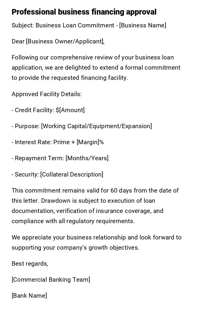 Professional business financing approval