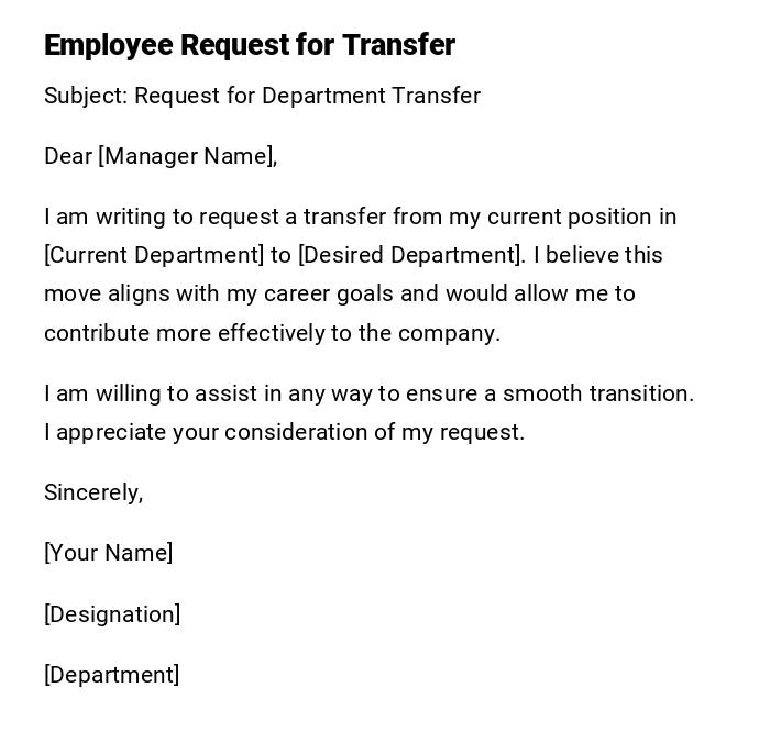Employee Request for Transfer