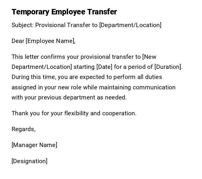 Temporary Employee Transfer