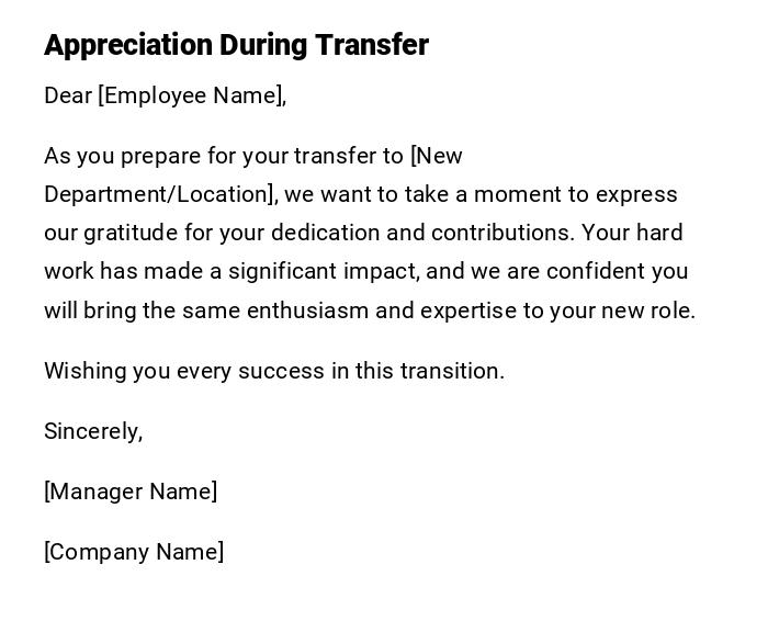 Appreciation During Transfer