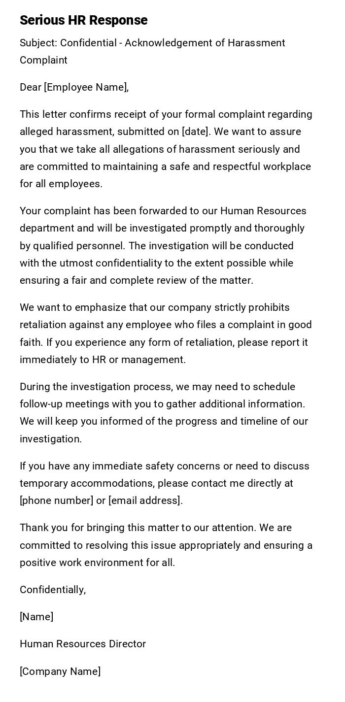 Serious HR Response