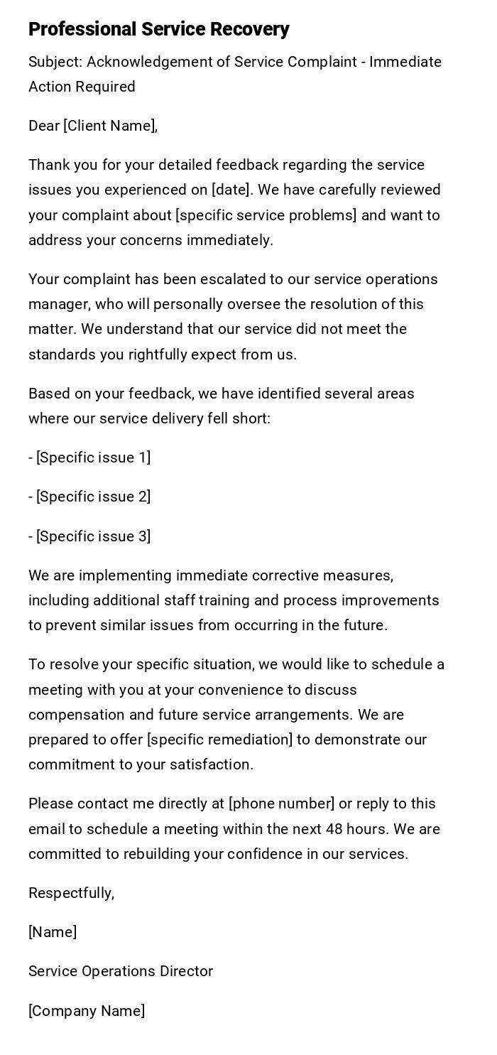Professional Service Recovery