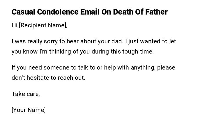 Casual Condolence Email On Death Of Father Casual Condolence Email On Death Of Father