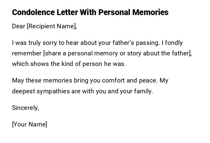 Condolence Letter With Personal Memories Condolence Letter With Personal Memories