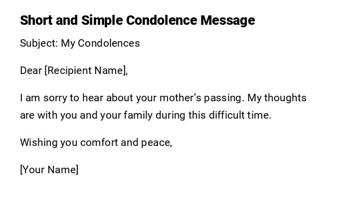 Short and Simple Condolence Message