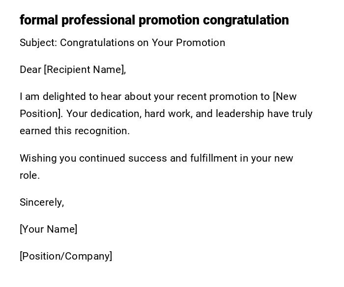 formal professional promotion congratulation