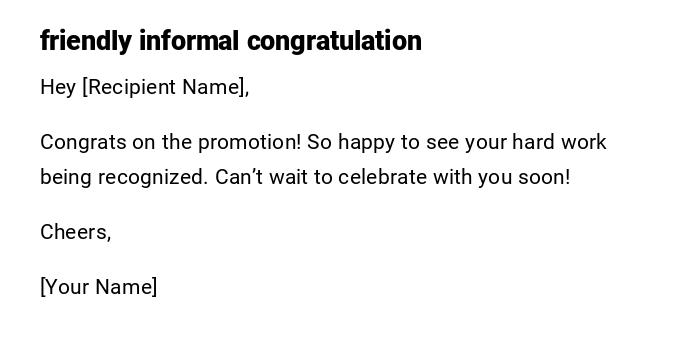 friendly informal congratulation