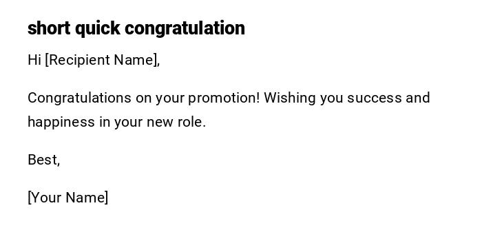 short quick congratulation