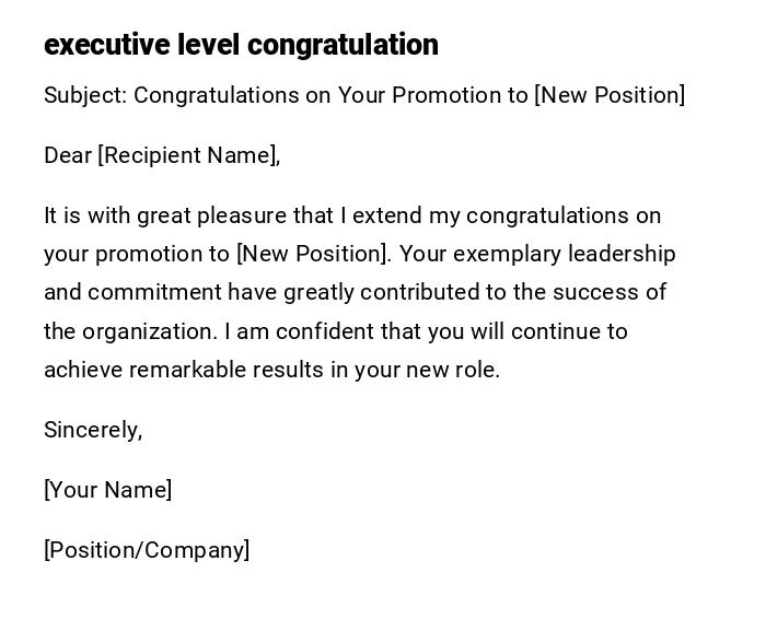 executive level congratulation