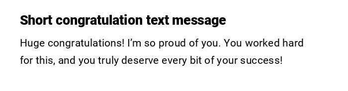 Short congratulation text message