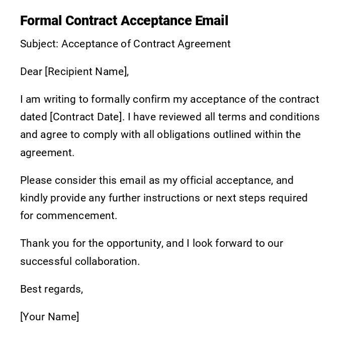 Formal Contract Acceptance Email