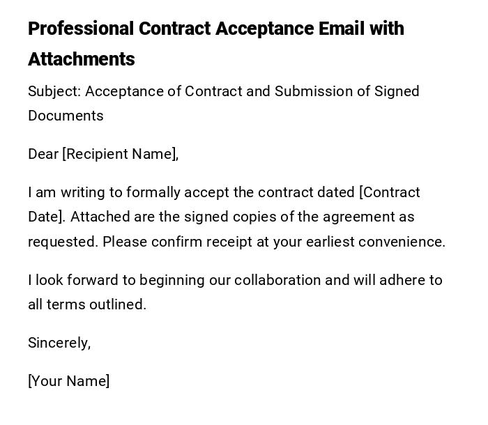 Professional Contract Acceptance Email with Attachments